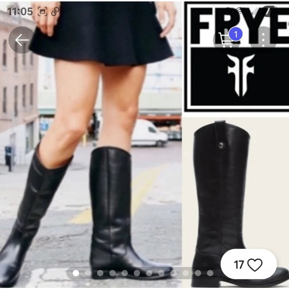 FRYE MELISSA BLACK LEATHER KNEE-HIGH RIDING BOOTS